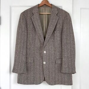Vintage Macy's 90s Herringbone Wool Silk Blazer Donegal Tweed Japan Men's 44R